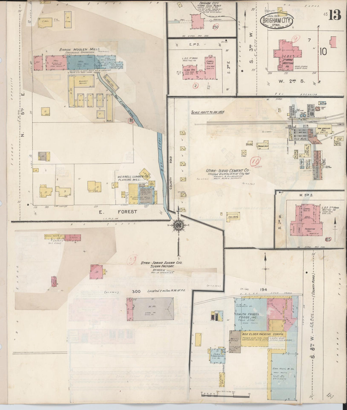 Sanborn Fire Insurance Map from Brigham City, Box Elder County, Utah (1949), Sheet #0013 - Historic Sanborn Fire Insurance Map Print, vintage old map wall art, antique decor, genealogy gift, Utah Utah map