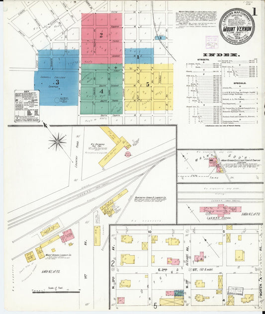 Sanborn Fire Insurance Map from Mount Vernon, Linn County, Iowa (1906), Sheet #0001 - Historic Sanborn Fire Insurance Map Print, vintage old map wall art