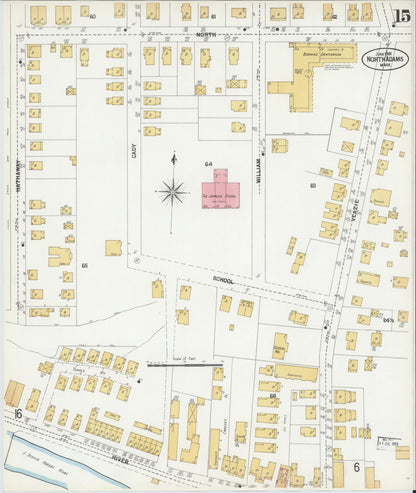 Sanborn Fire Insurance Map from North Adams, Berkshire County, Massachusetts (1901), Sheet #0015 - Historic Sanborn Fire Insurance Map Print, vintage old map wall art, antique decor, genealogy gift, Massachusetts Massachusetts map