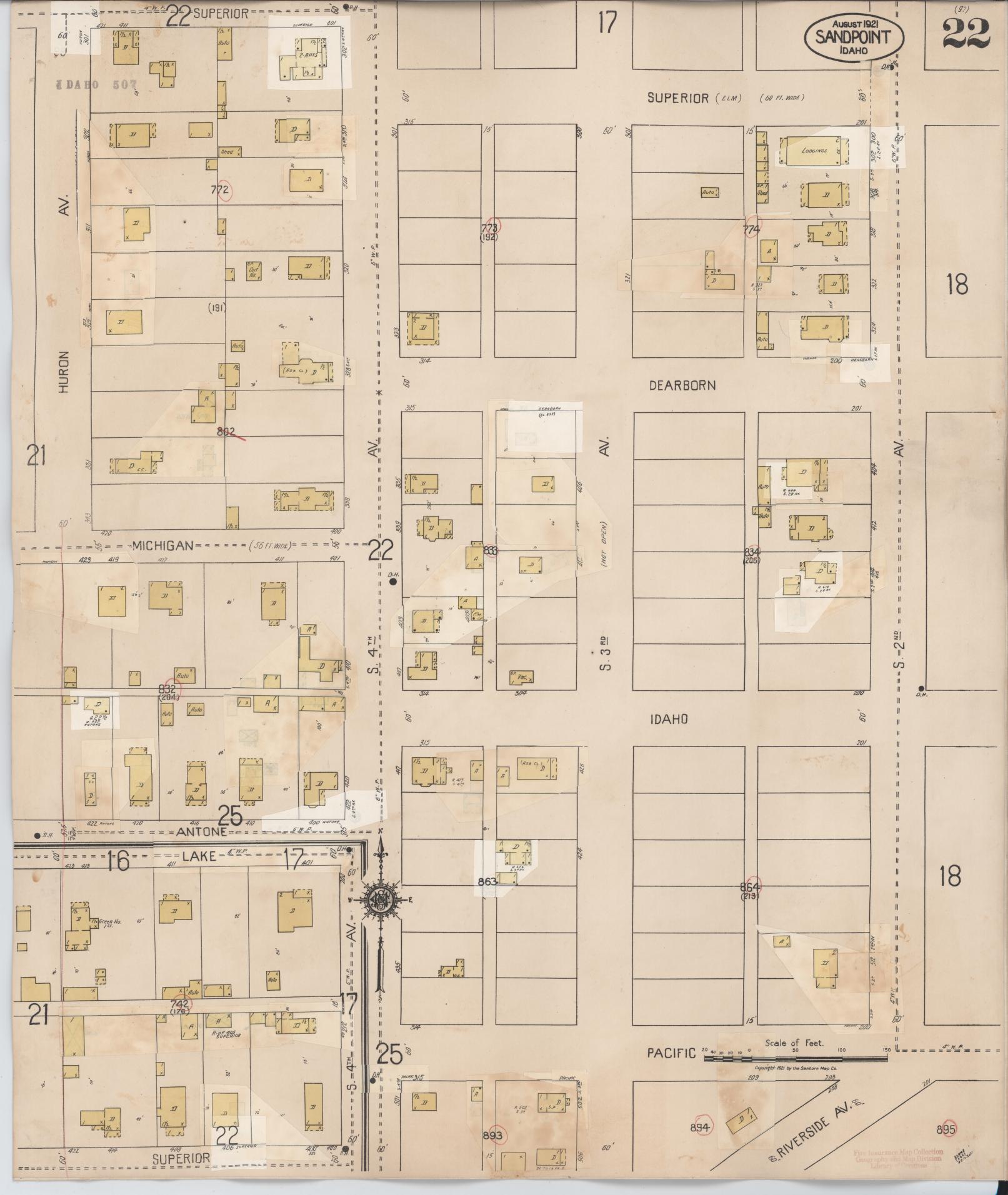 Sanborn Fire Insurance Map from Sandpoint, Bonner County, Idaho (1948), Sheet #0022 - Complete Map Set gallery image, historic Sanborn map, vintage wall art, Idaho Idaho