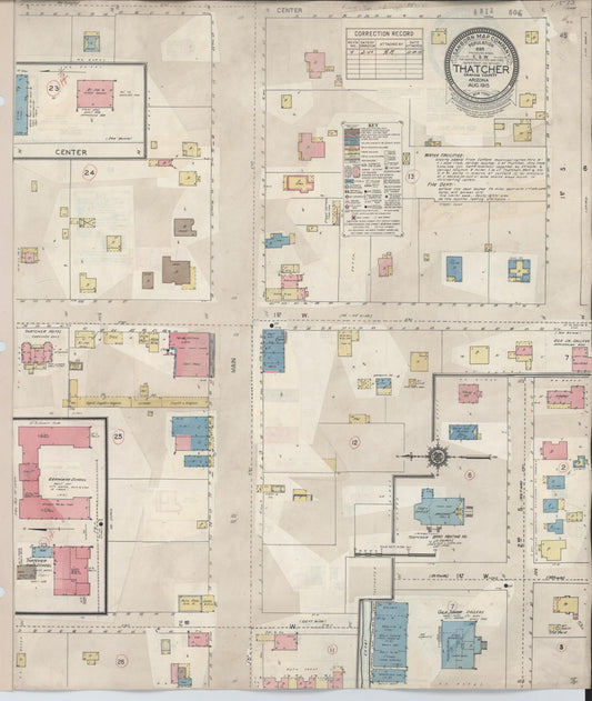 Sanborn Fire Insurance Map from Thatcher, Graham County, Arizona (1940), Sheet #0001 - Historic Sanborn Fire Insurance Map Print, vintage old map wall art, antique decor, genealogy gift, Arizona Arizona map