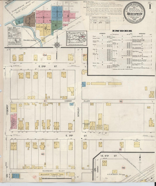 Sanborn Fire Insurance Map from Nescopeck, Luzerne County, Pennsylvania (1936), Sheet #0001 - Complete Map Set gallery image, historic Sanborn map, vintage wall art, Pennsylvania Pennsylvania