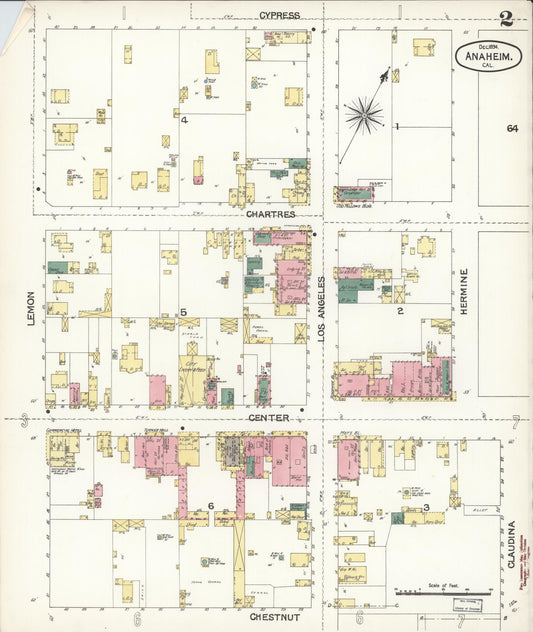 Sanborn Fire Insurance Map from Anaheim, Orange County, California (1894), Sheet #0002 - Historic Sanborn Fire Insurance Map Print, vintage old map wall art, antique decor, genealogy gift, California California map
