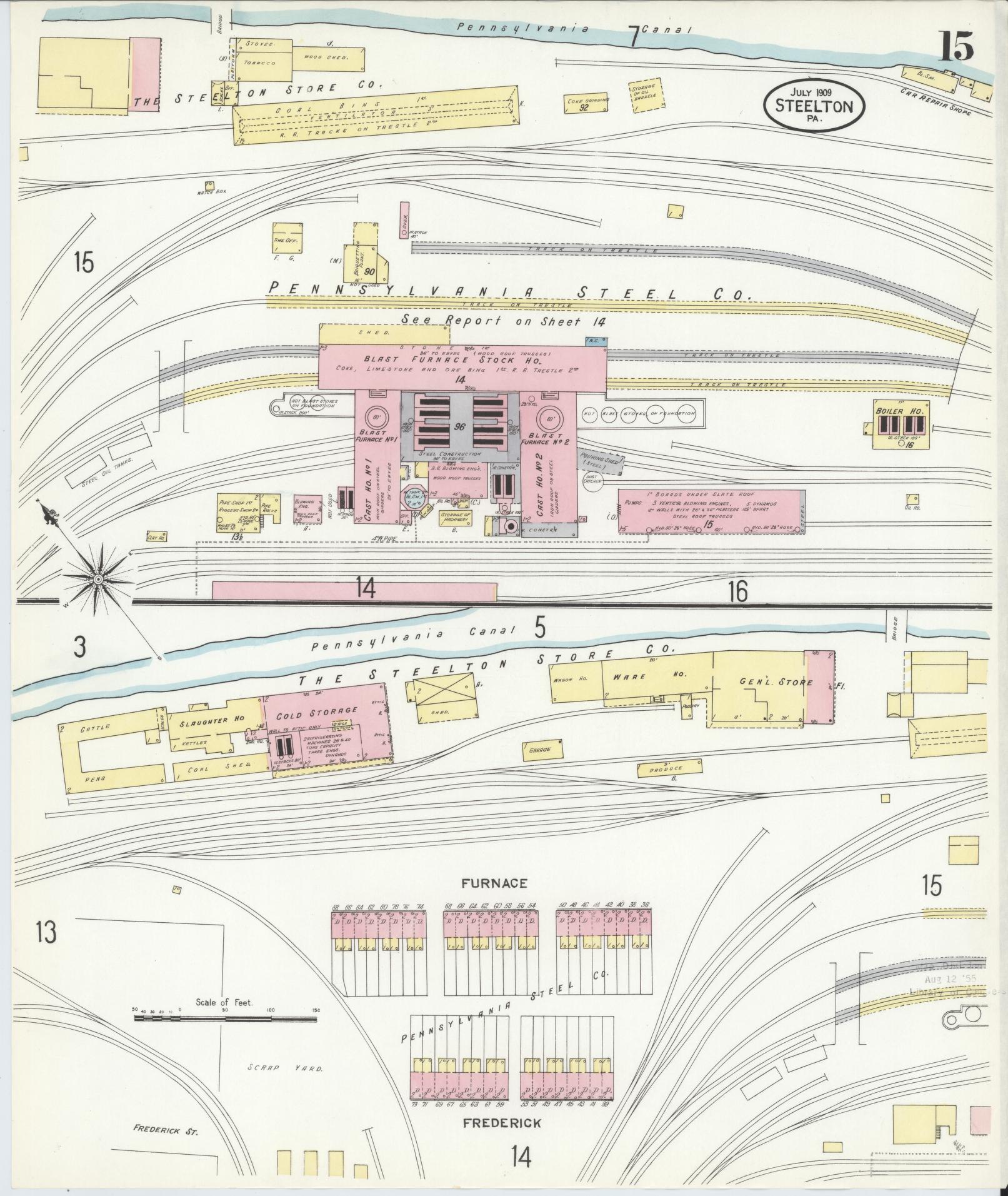 Sanborn Fire Insurance Map from Steelton, Dauphin County, Pennsylvania (1909), Sheet #0015 - Complete Map Set gallery image, historic Sanborn map, vintage wall art, Pennsylvania Pennsylvania