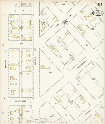 Sanborn Fire Insurance Map from La Grande, Union County, Oregon (1893), Sheet #0010 - Complete Map Set gallery image, historic Sanborn map, vintage wall art, Oregon Oregon