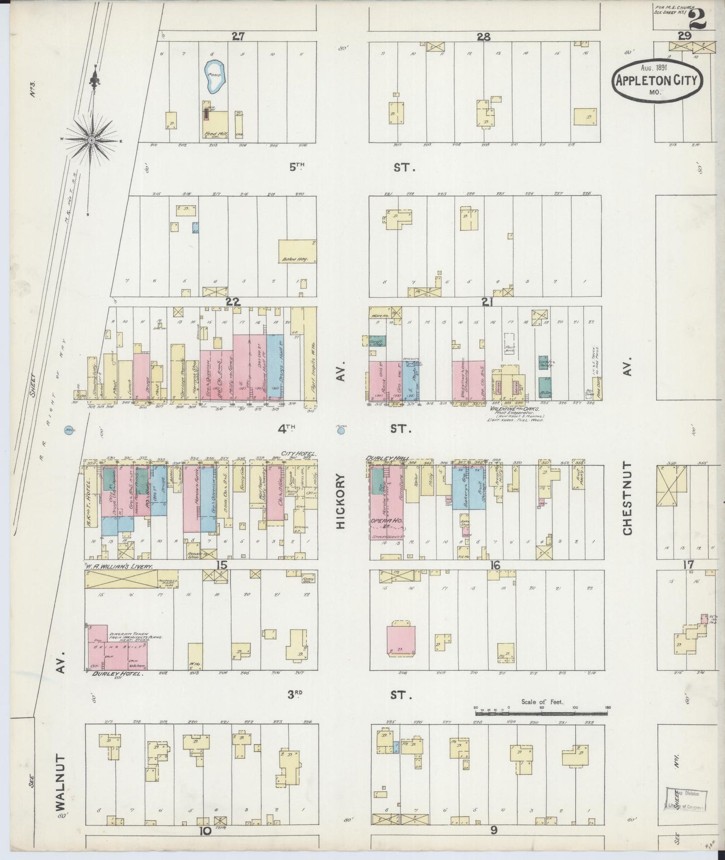 Sanborn Fire Insurance Map from Appleton City, Saint Clair County, Missouri (1891), Sheet #0002 - Complete Map Set gallery image, historic Sanborn map, vintage wall art, Missouri Missouri