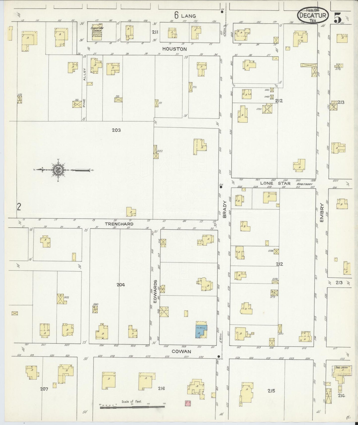 Sanborn Fire Insurance Map from Decatur, Wise County, Texas (1914), Sheet #0005 - Complete Map Set gallery image, historic Sanborn map, vintage wall art, Texas Texas