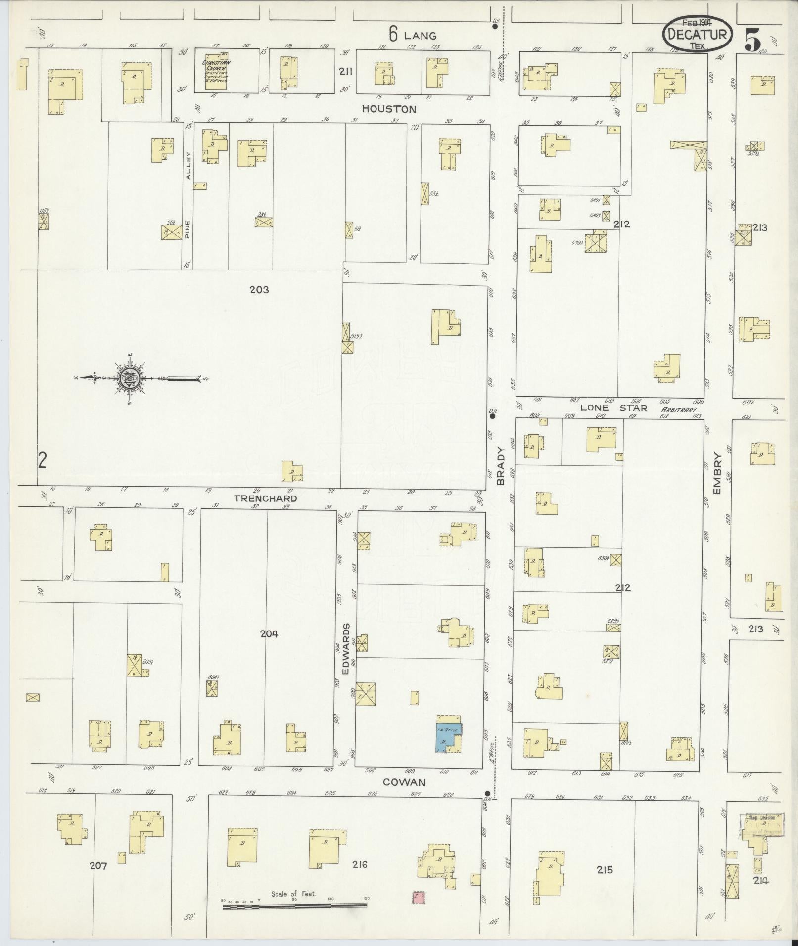 Sanborn Fire Insurance Map from Decatur, Wise County, Texas (1914), Sheet #0005 - Complete Map Set gallery image, historic Sanborn map, vintage wall art, Texas Texas