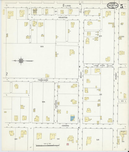 Sanborn Fire Insurance Map from Decatur, Wise County, Texas (1914), Sheet #0005 - Complete Map Set gallery image, historic Sanborn map, vintage wall art, Texas Texas