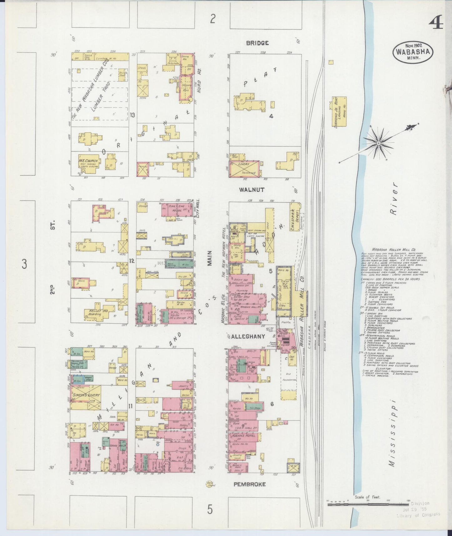 Sanborn Fire Insurance Map from Wabasha, Wabasha County, Minnesota (1902), Sheet #0004 - Historic Sanborn Fire Insurance Map Print, vintage old map wall art, antique decor, genealogy gift, Minnesota Minnesota map