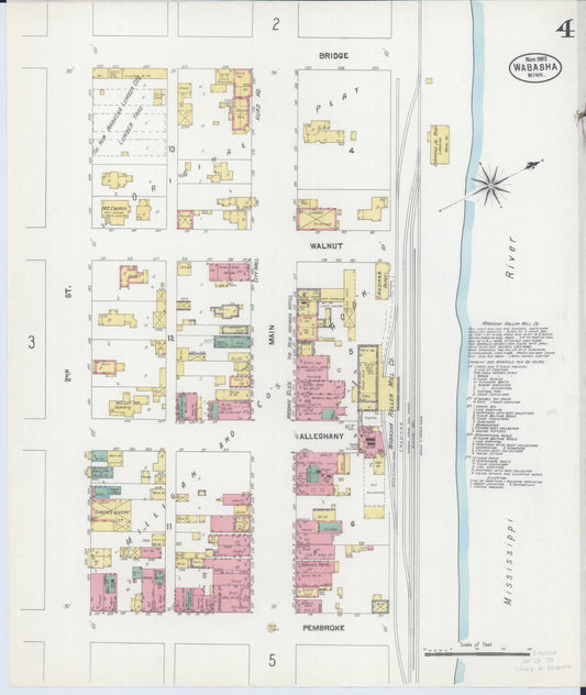 Sanborn Fire Insurance Map from Wabasha, Wabasha County, Minnesota (1902), Sheet #0004 - Historic Sanborn Fire Insurance Map Print, vintage old map wall art, antique decor, genealogy gift, Minnesota Minnesota map