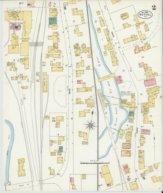 Sanborn Fire Insurance Map from Bethel, Windsor County, Vermont (1906), Sheet #0002 - Historic Sanborn Fire Insurance Map Print, vintage old map wall art, antique decor, genealogy gift, Vermont Vermont map