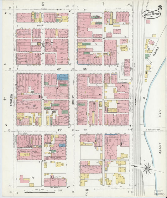 Sanborn Fire Insurance Map from Logansport, Cass County, Indiana (1906), Sheet #0003 - Historic Sanborn Fire Insurance Map Print, vintage old map wall art, antique decor, genealogy gift, Indiana Indiana map