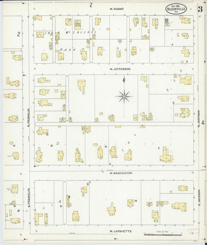 Sanborn Fire Insurance Map from Rushville, Schuyler County, Illinois (1906), Sheet #0003 - Complete Map Set gallery image, historic Sanborn map, vintage wall art, Illinois Illinois