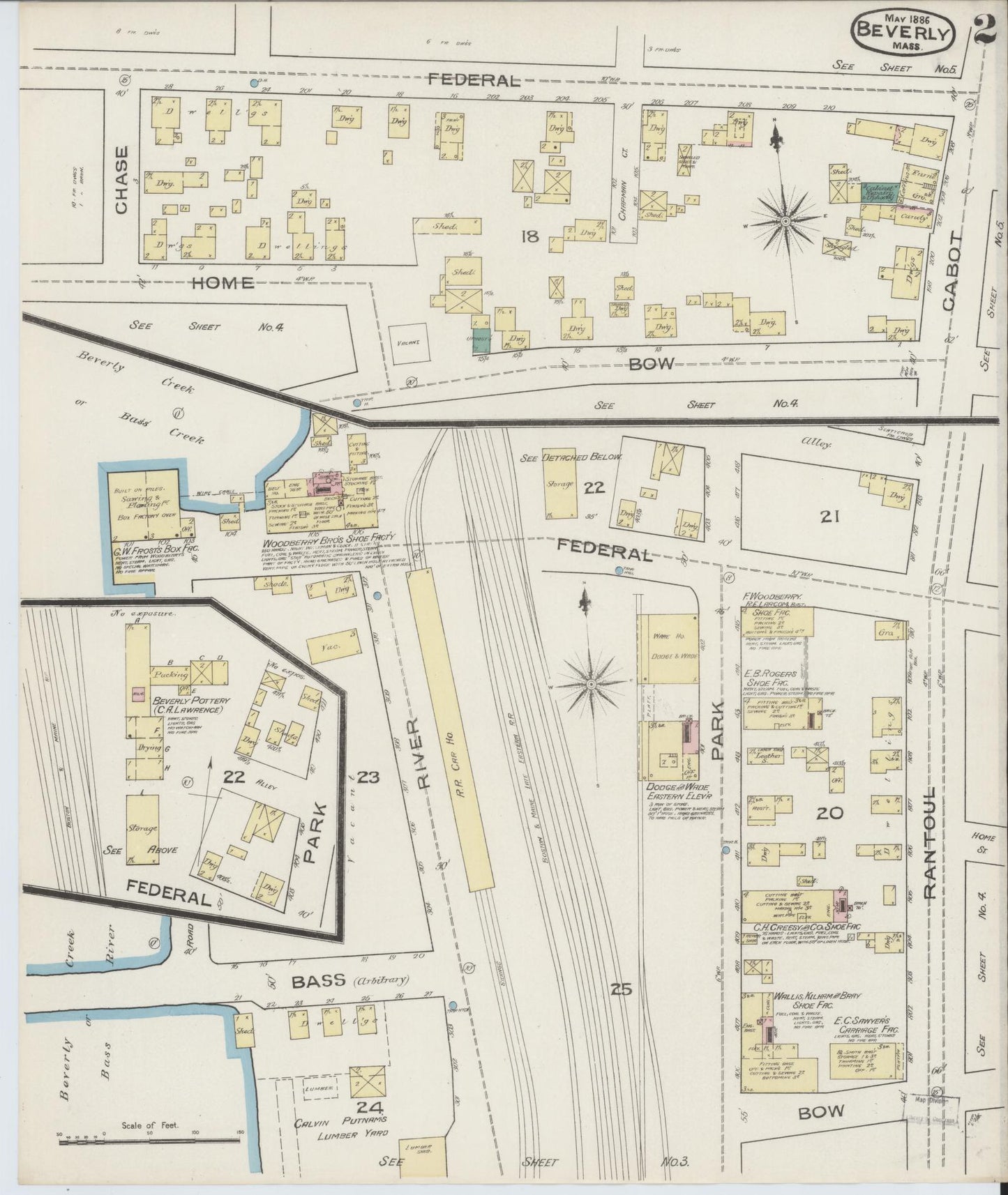 Sanborn Fire Insurance Map from Beverly, Essex County, Massachusetts (1886), Sheet #0002 - Complete Map Set gallery image, historic Sanborn map, vintage wall art, Massachusetts Massachusetts