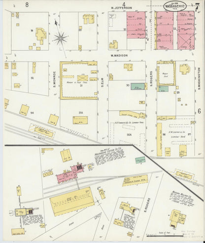 Sanborn Fire Insurance Map from Waxahachie, Ellis County, Texas (1898), Sheet #0007 - Complete Map Set gallery image, historic Sanborn map, vintage wall art, Texas Texas