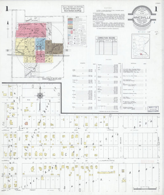 Sanborn Fire Insurance Map from Janesville, Waseca County, Minnesota (1947), Sheet #0001 - Complete Map Set gallery image, historic Sanborn map, vintage wall art, Minnesota Minnesota