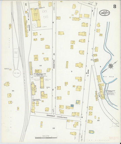 Sanborn Fire Insurance Map from Liberty, Sullivan County, New York (1916), Sheet #0008 - Complete Map Set gallery image, historic Sanborn map, vintage wall art, New York New York
