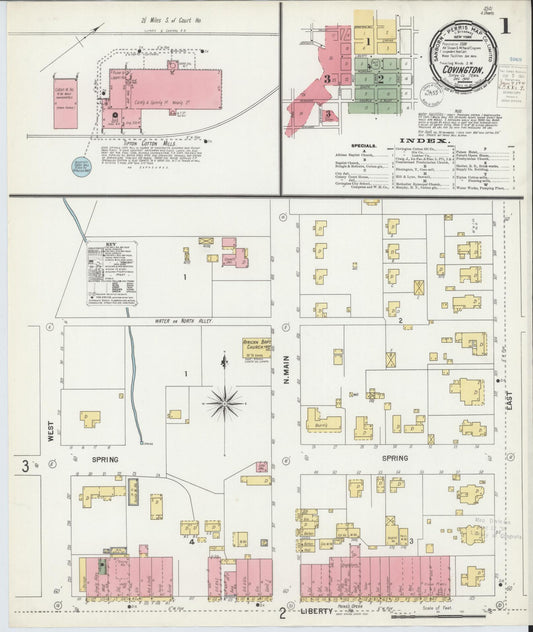 Sanborn Fire Insurance Map from Covington, Tipton County, Tennessee (1900), Sheet #0001 - Complete Map Set gallery image, historic Sanborn map, vintage wall art, Tennessee Tennessee
