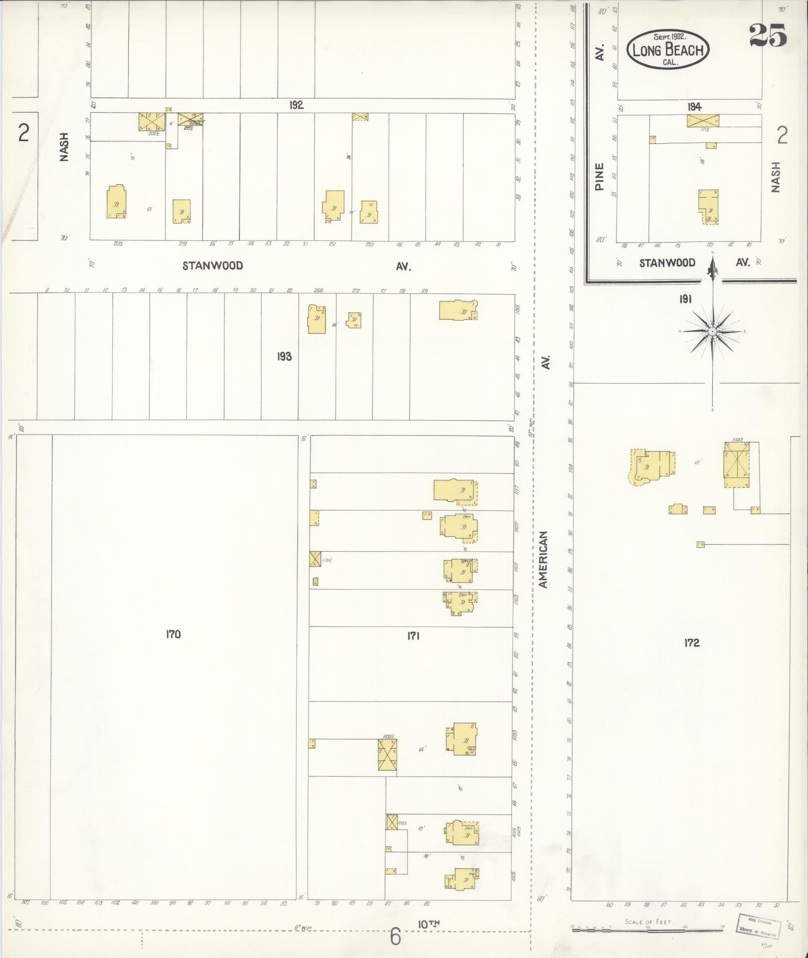 Sanborn Fire Insurance Map from Long Beach, Los Angeles County, California (1902), Sheet #0025 - Historic Sanborn Fire Insurance Map Print, vintage old map wall art, antique decor, genealogy gift, California California map