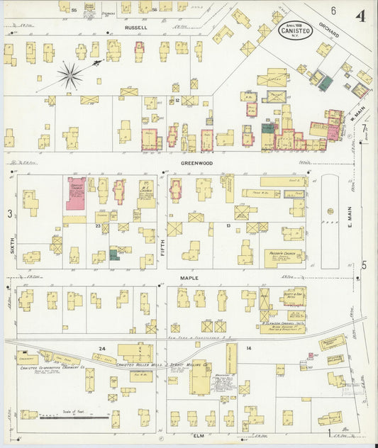 Sanborn Fire Insurance Map from Canisteo, Steuben County, New York (1909), Sheet #0004 - Historic Sanborn Fire Insurance Map Print, vintage old map wall art, antique decor, genealogy gift, New York New York map
