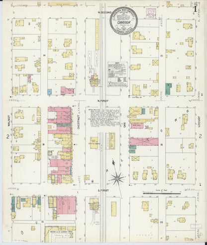 Sanborn Fire Insurance Map from Onarga, Iroquois County, Illinois (1907), Sheet #0001 - Historic Sanborn Fire Insurance Map Print, vintage old map wall art, antique decor, genealogy gift, Illinois Illinois map
