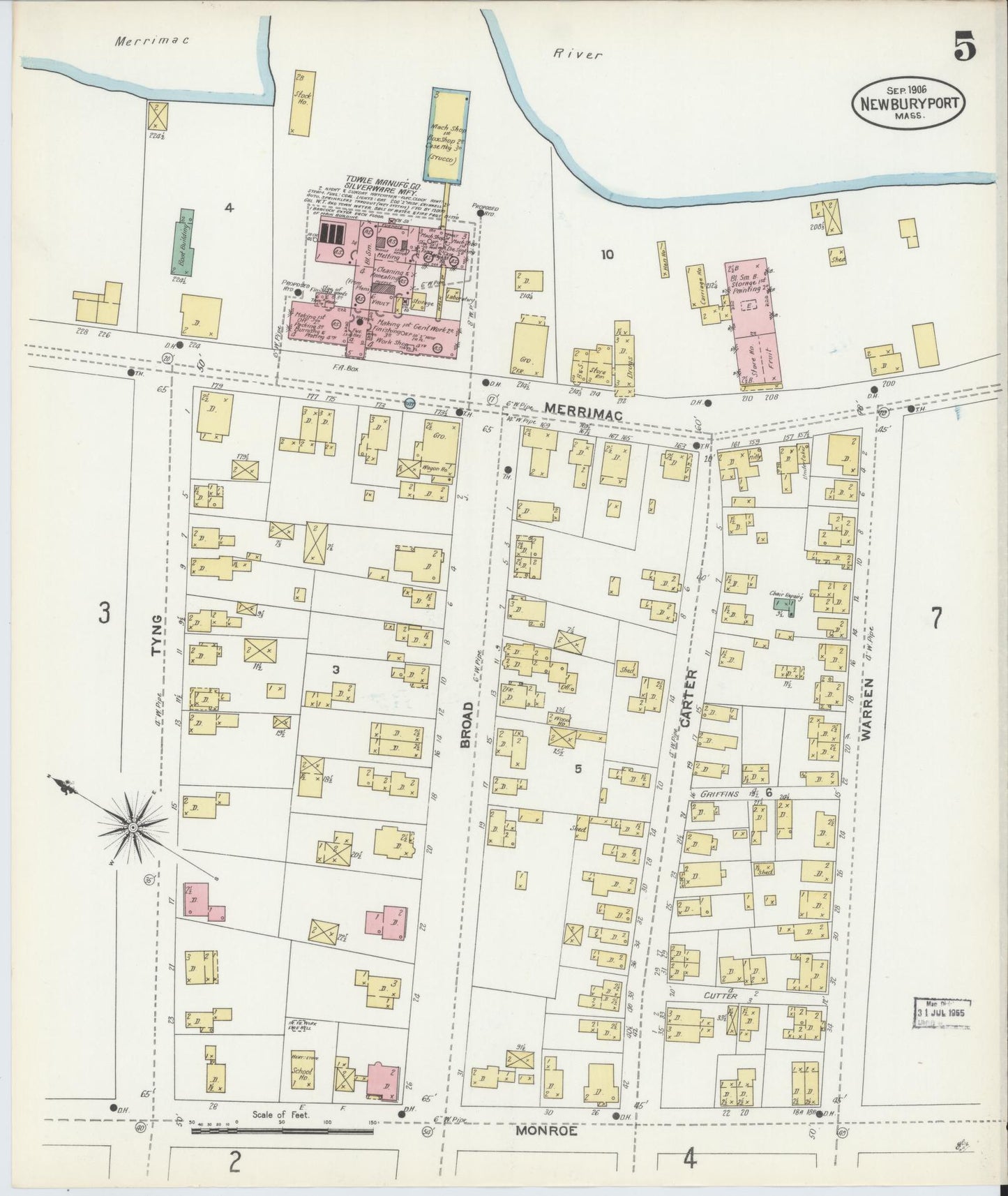 Sanborn Fire Insurance Map from Newburyport, Essex County, Massachusetts (1906), Sheet #0005 - Complete Map Set gallery image, historic Sanborn map, vintage wall art, Massachusetts Massachusetts