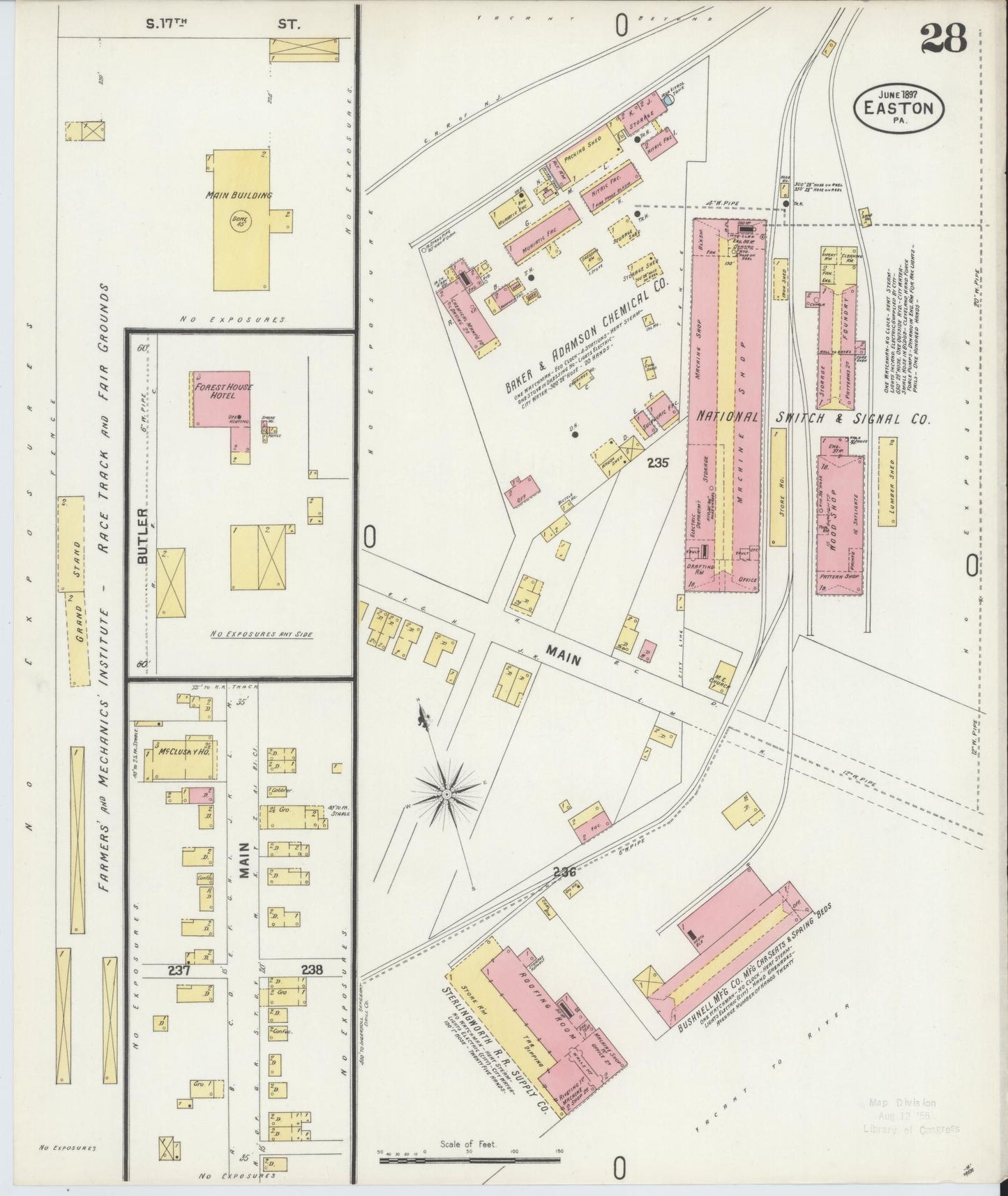 Sanborn Fire Insurance Map from Easton, Northampton County, Pennsylvania (1897), Sheet #0028 - Historic Sanborn Fire Insurance Map Print, vintage old map wall art, antique decor, genealogy gift, Pennsylvania Pennsylvania map