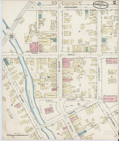 Sanborn Fire Insurance Map from Carbondale, Lackawanna County, Pennsylvania (1885), Sheet #0002 - Complete Map Set gallery image, historic Sanborn map, vintage wall art, Pennsylvania Pennsylvania
