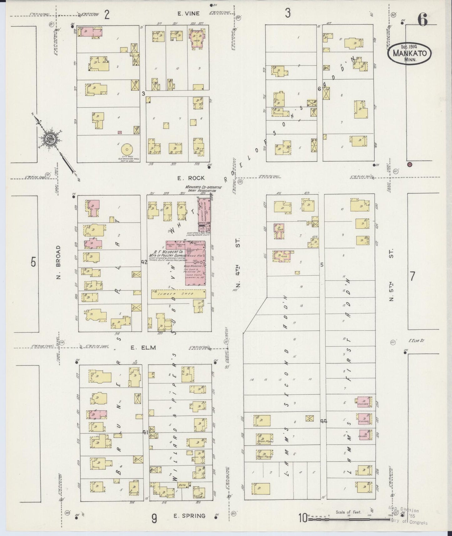 Sanborn Fire Insurance Map from Mankato, Blue Earth County, Minnesota (1914), Sheet #0006 - Complete Map Set gallery image, historic Sanborn map, vintage wall art, Minnesota Minnesota