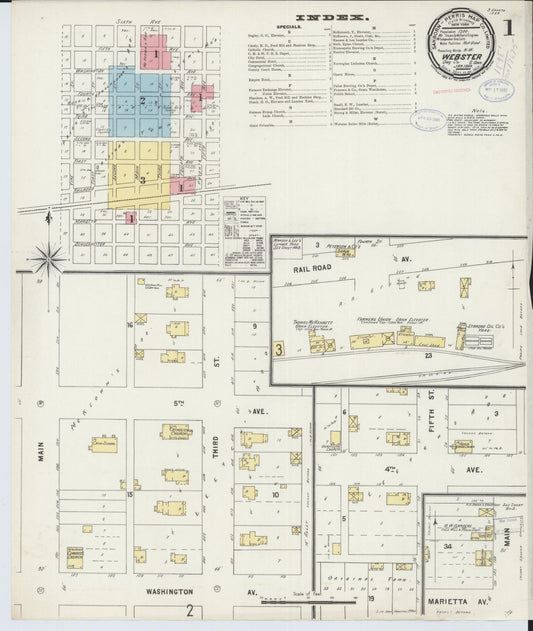 Sanborn Fire Insurance Map from Webster, Day County, South Dakota (1898), Sheet #0001 - Historic Sanborn Fire Insurance Map Print, vintage old map wall art, antique decor, genealogy gift, South Dakota South Dakota map