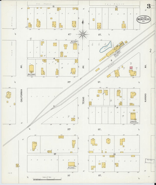 Sanborn Fire Insurance Map from Montrose, Henry County, Missouri (1900), Sheet #0003 - Historic Sanborn Fire Insurance Map Print, vintage old map wall art, antique decor, genealogy gift, Missouri Missouri map
