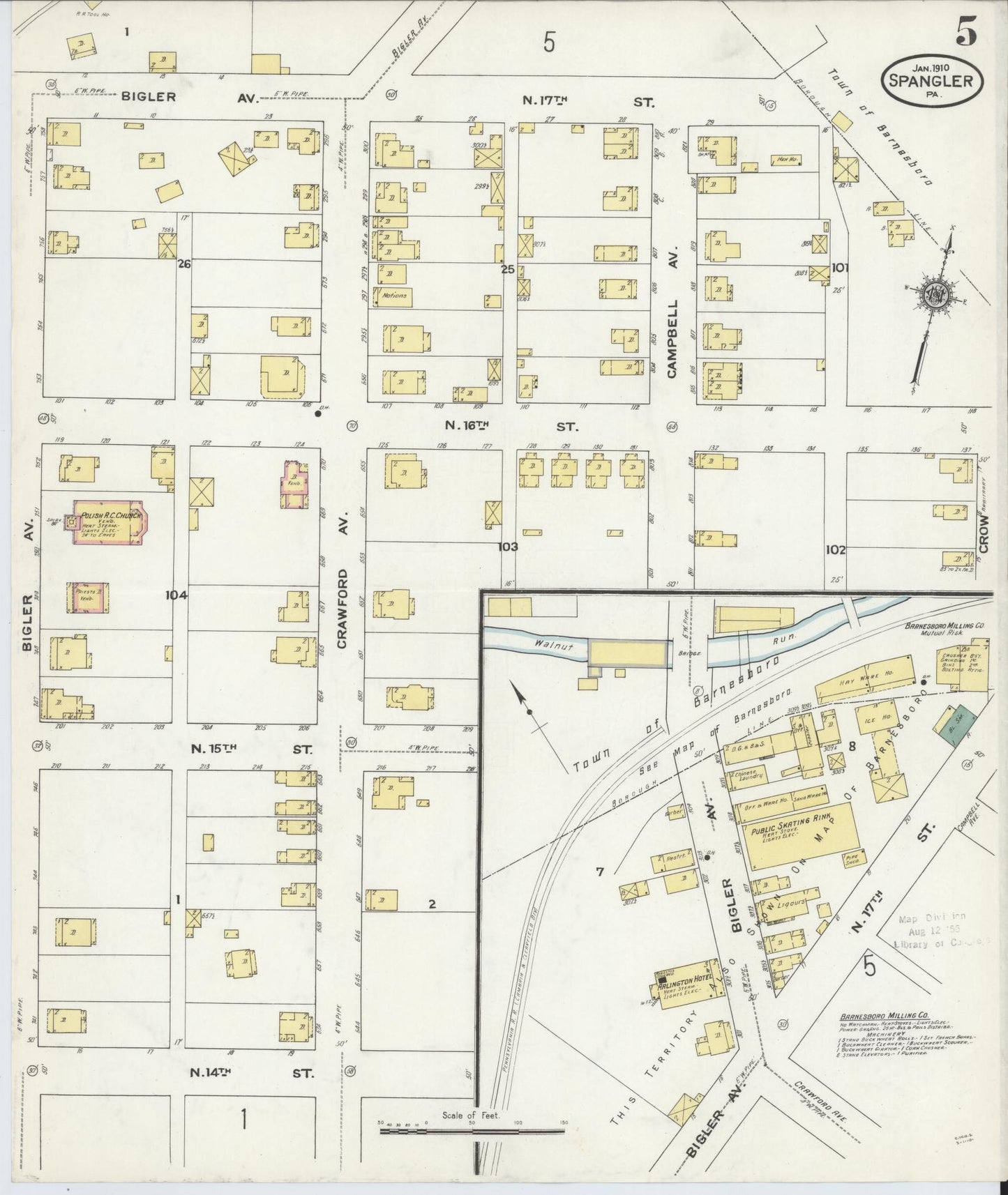 Sanborn Fire Insurance Map from Spangler, Cambria County, Pennsylvania (1910), Sheet #0005 - Historic Sanborn Fire Insurance Map Print, vintage old map wall art, antique decor, genealogy gift, Pennsylvania Pennsylvania map
