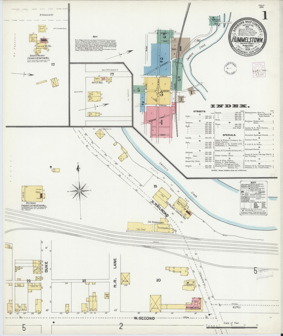 Sanborn Fire Insurance Map from Hummelstown, Dauphin County, Pennsylvania (1902), Sheet #0001 - Complete Map Set gallery image, historic Sanborn map, vintage wall art, Pennsylvania Pennsylvania