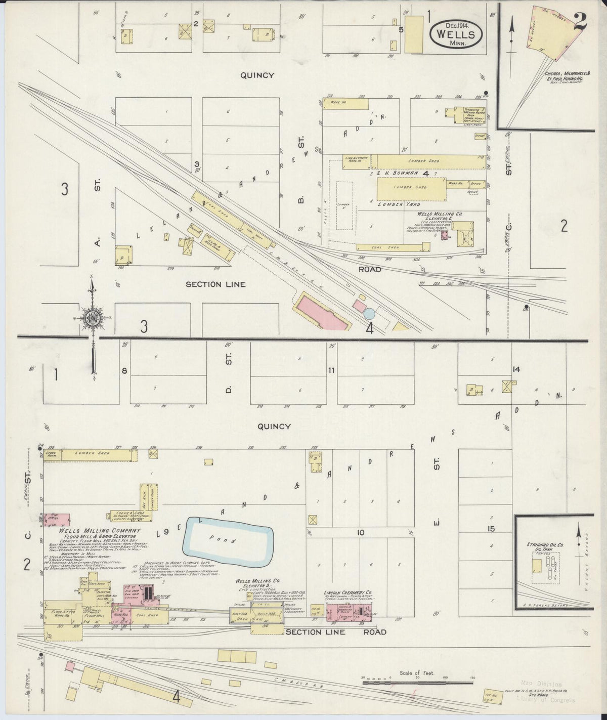 Sanborn Fire Insurance Map from Wells, Faribault County, Minnesota (1914), Sheet #0002 - Historic Sanborn Fire Insurance Map Print, vintage old map wall art, antique decor, genealogy gift, Minnesota Minnesota map