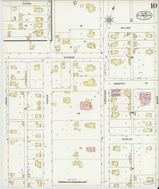 Sanborn Fire Insurance Map from Plymouth, Marhshall County, Indiana (1898), Sheet #0010 - Historic Sanborn Fire Insurance Map Print, vintage old map wall art, antique decor, genealogy gift, Indiana Indiana map