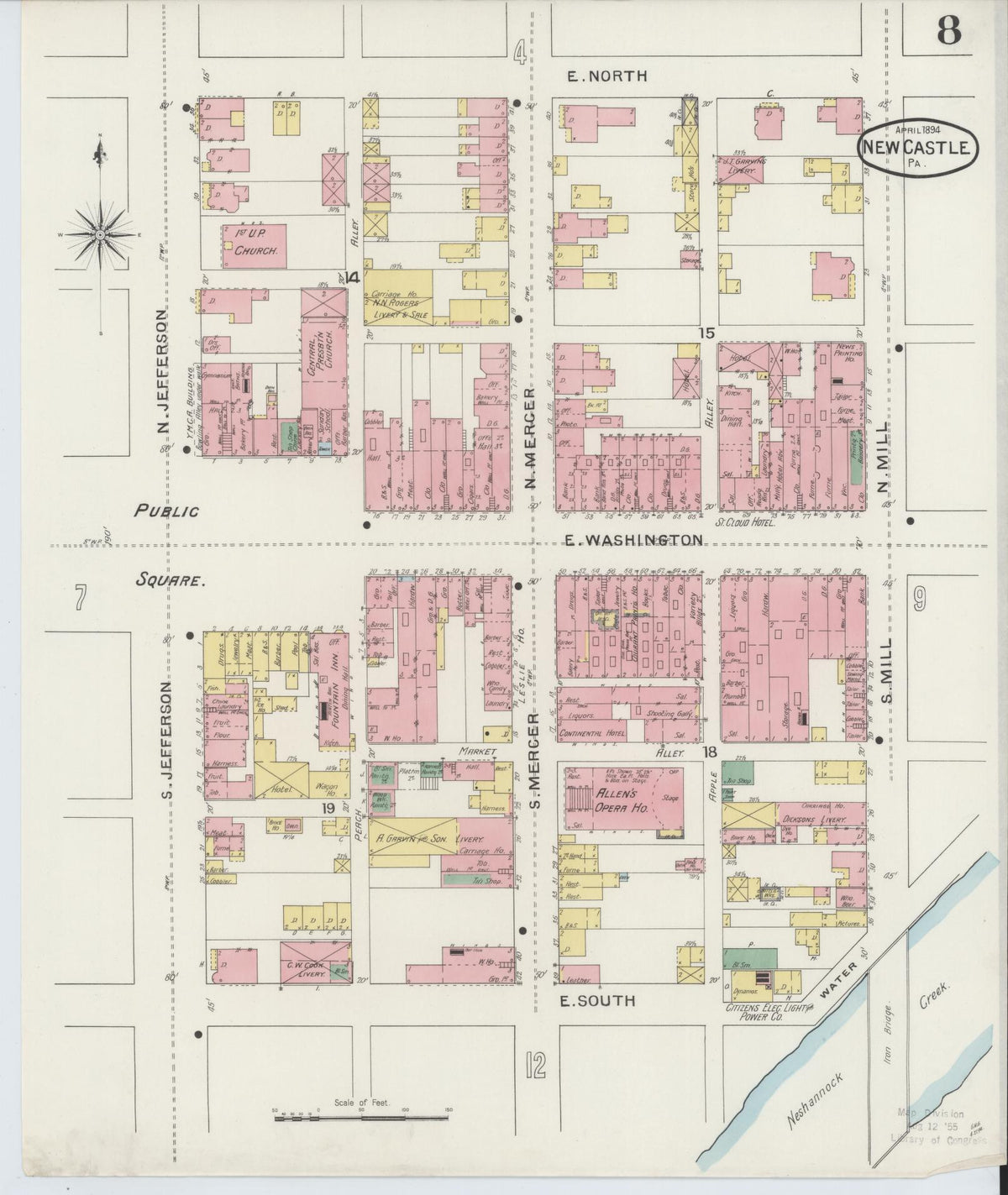 Sanborn Fire Insurance Map from New Castle, Lawrence County, Pennsylvania (1894), Sheet #0008 - Complete Map Set gallery image, historic Sanborn map, vintage wall art, Pennsylvania Pennsylvania