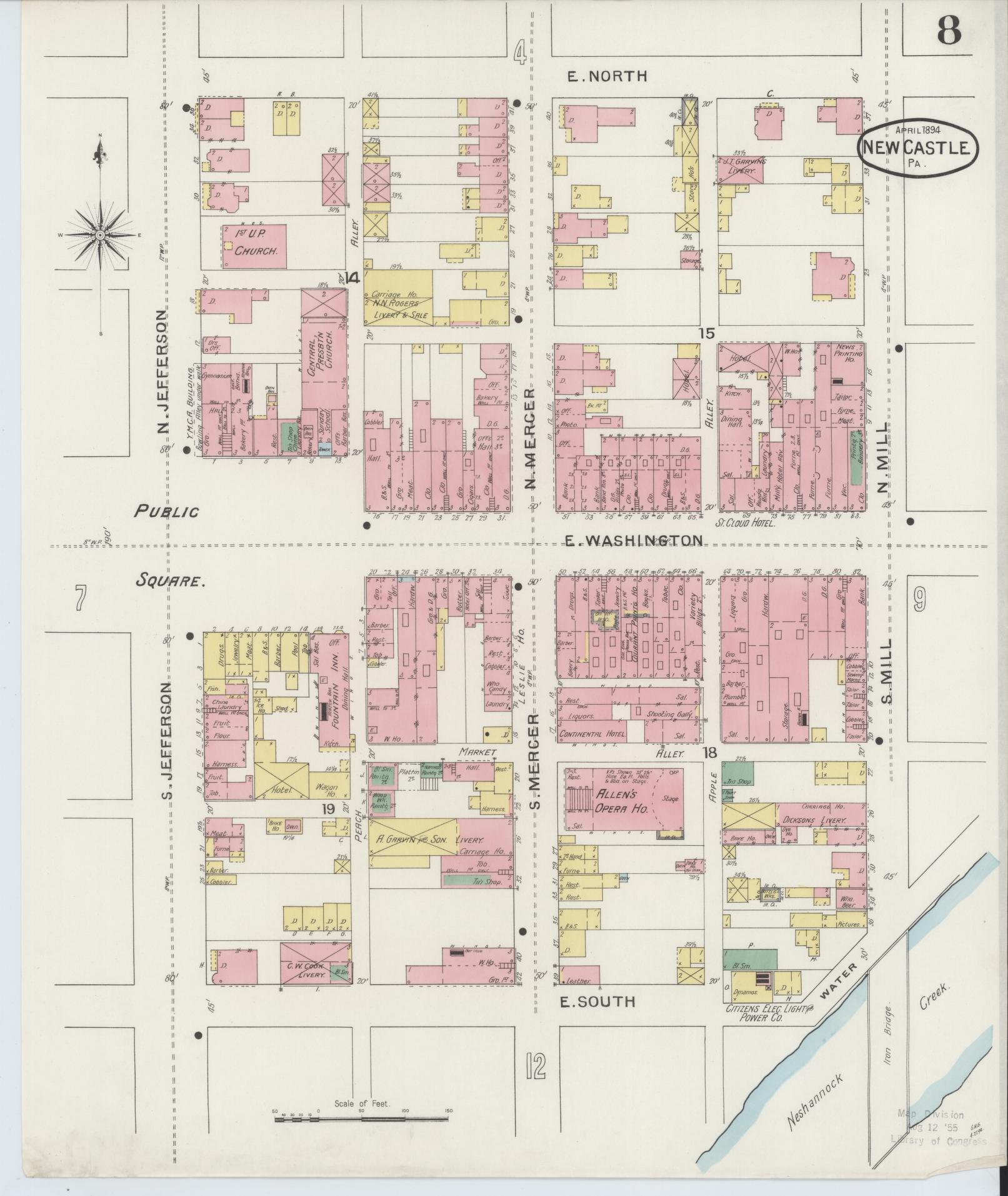 Sanborn Fire Insurance Map from New Castle, Lawrence County, Pennsylvania (1894), Sheet #0008 - Complete Map Set gallery image, historic Sanborn map, vintage wall art, Pennsylvania Pennsylvania