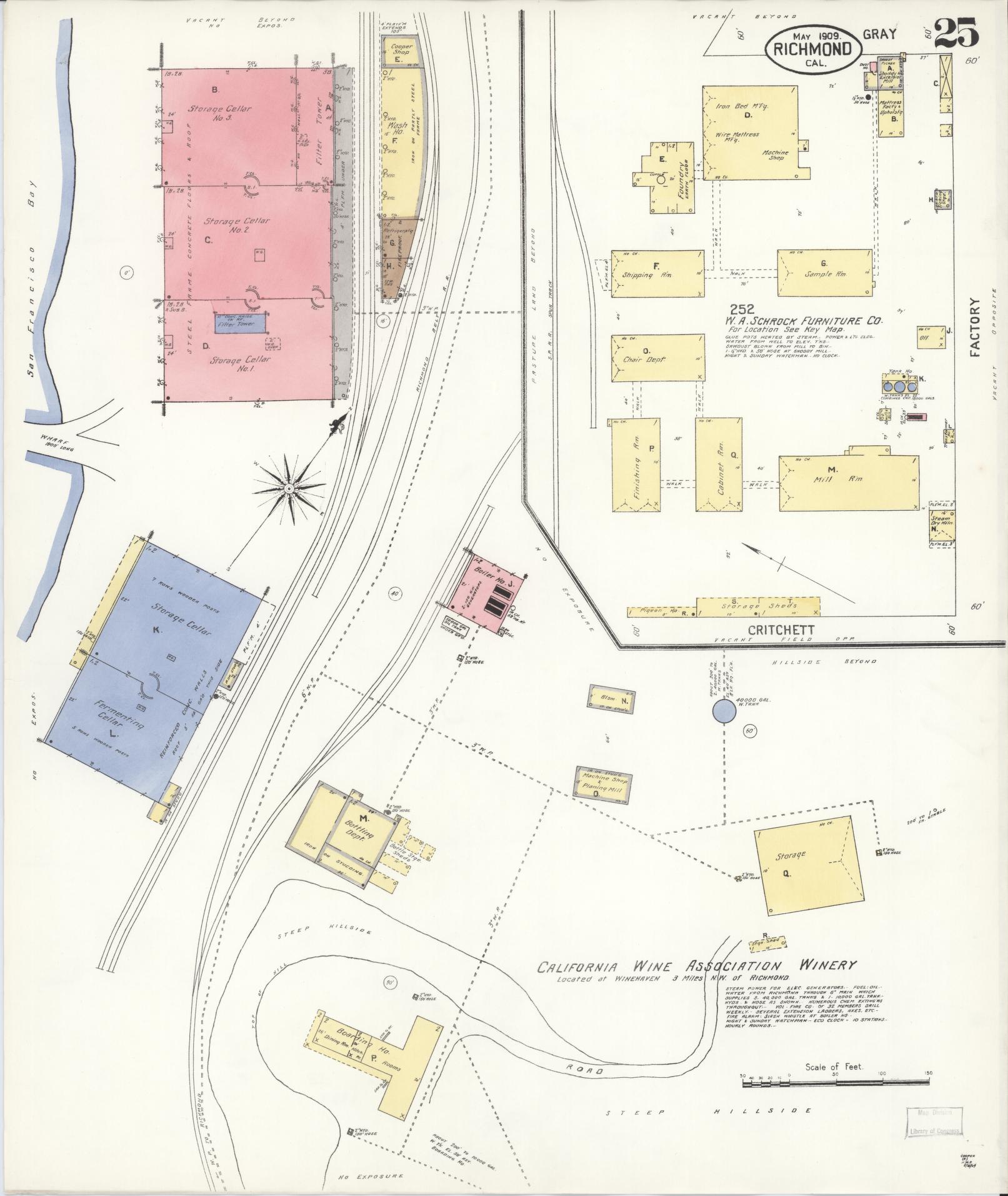 Sanborn Fire Insurance Map from Richmond, Contra Costa County, California (1909), Sheet #0025 - Complete Map Set gallery image, historic Sanborn map, vintage wall art, California California