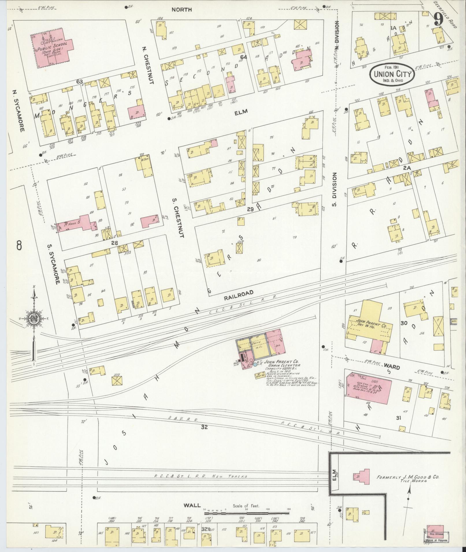 Sanborn Fire Insurance Map from Union City, Randolph County, Indiana (1911), Sheet #0009 - Complete Map Set gallery image, historic Sanborn map, vintage wall art, Indiana Indiana