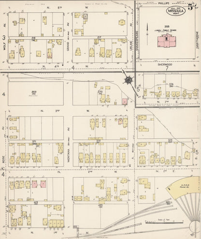 Sanborn Fire Insurance Map from Missoula, Missoula County, Montana (1912), Sheet #0005 - Complete Map Set gallery image, historic Sanborn map, vintage wall art, Montana Montana