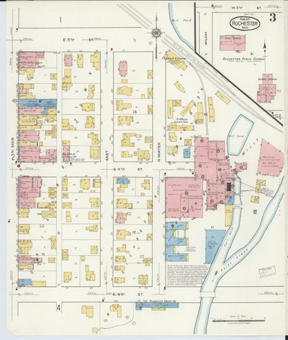 Sanborn Fire Insurance Map from Rochester, Oakland County, Michigan (1919), Sheet #0003 - Historic Sanborn Fire Insurance Map Print, vintage old map wall art, antique decor, genealogy gift, Michigan Michigan map