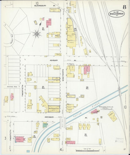Sanborn Fire Insurance Map from Middlesboro, Bell County, Kentucky (1907), Sheet #0008 - Complete Map Set gallery image, historic Sanborn map, vintage wall art, Kentucky Kentucky