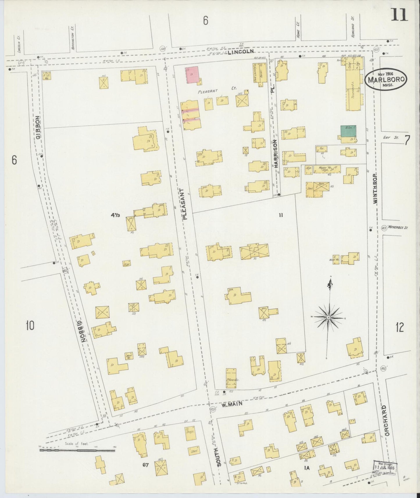 Sanborn Fire Insurance Map from Marlborough, Middlesex County, Massachusetts (1906), Sheet #0011 - Complete Map Set gallery image, historic Sanborn map, vintage wall art, Massachusetts Massachusetts