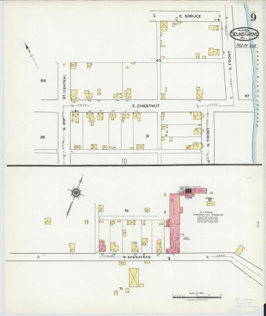 Sanborn Fire Insurance Map from Selins Grove, Snyder County, Pennsylvania (1921), Sheet #0009 - Historic Sanborn Fire Insurance Map Print, vintage old map wall art, antique decor, genealogy gift, Pennsylvania Pennsylvania map