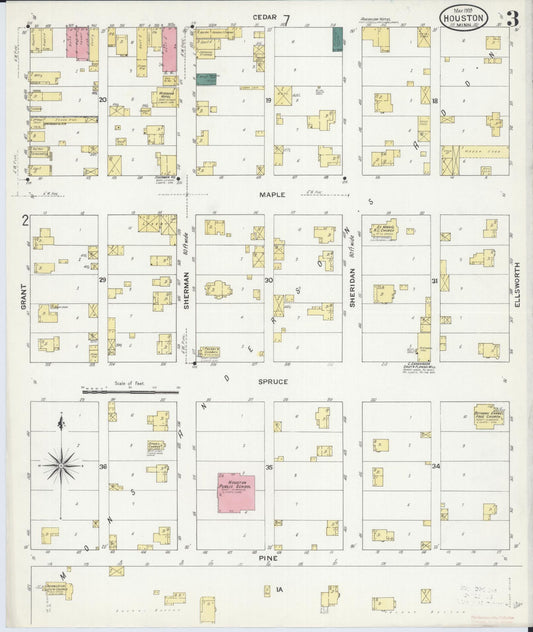 Sanborn Fire Insurance Map from Houston, Houston County, Minnesota (1909), Sheet #0003 - Historic Sanborn Fire Insurance Map Print, vintage old map wall art, antique decor, genealogy gift, Minnesota Minnesota map