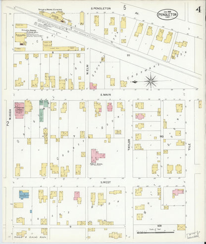 Sanborn Fire Insurance Map from Pendleton, Madison County, Indiana (1908), Sheet #0004 - Historic Sanborn Fire Insurance Map Print, vintage old map wall art, antique decor, genealogy gift, Indiana Indiana map