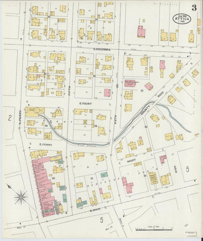 Sanborn Fire Insurance Map from Attica, Fountain County, Indiana (1905), Sheet #0003 - Historic Sanborn Fire Insurance Map Print, vintage old map wall art, antique decor, genealogy gift, Indiana Indiana map