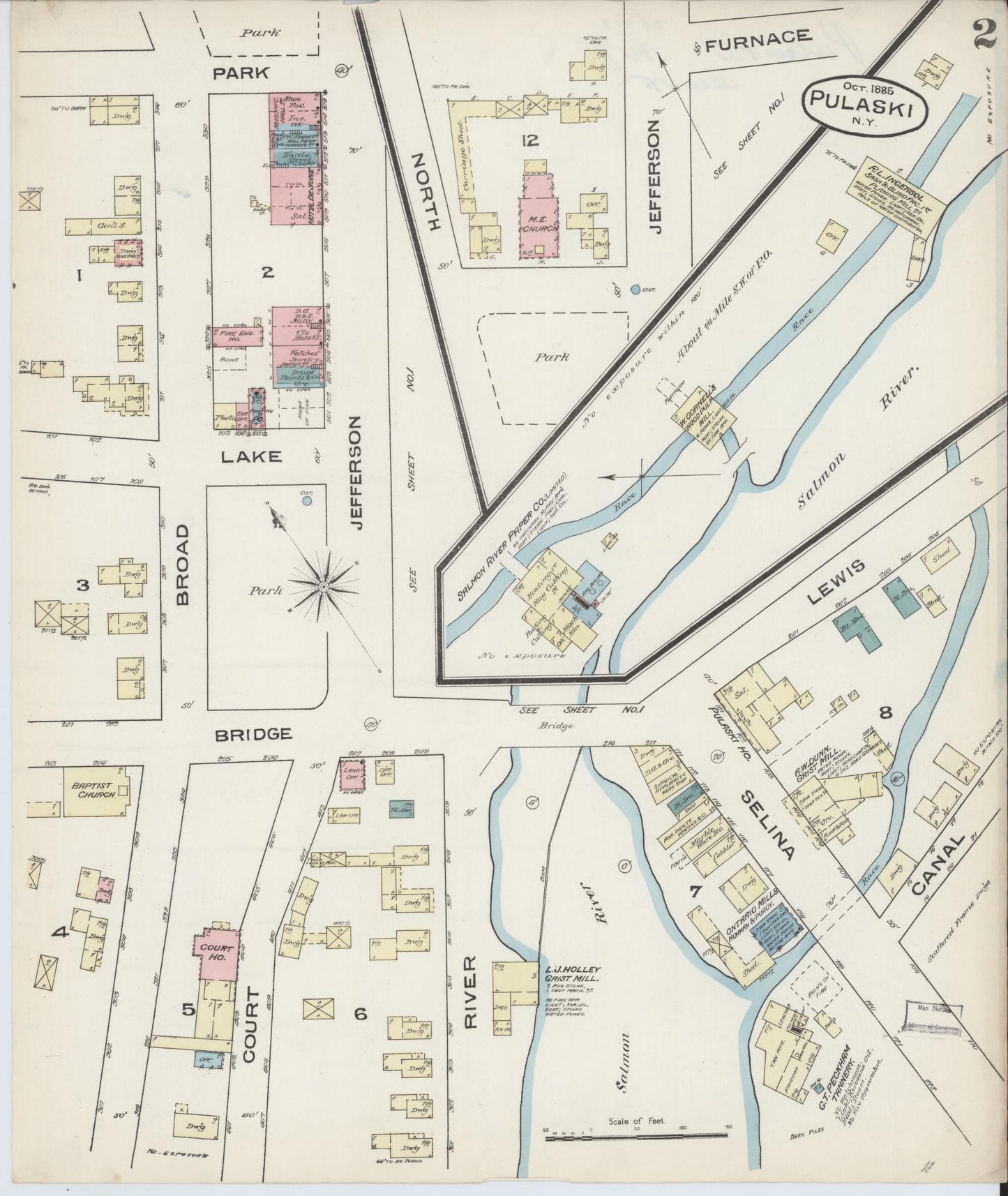 Sanborn Fire Insurance Map from Pulaski, Oswego County, New York (1885), Sheet #0002 - Complete Map Set gallery image, historic Sanborn map, vintage wall art, New York New York