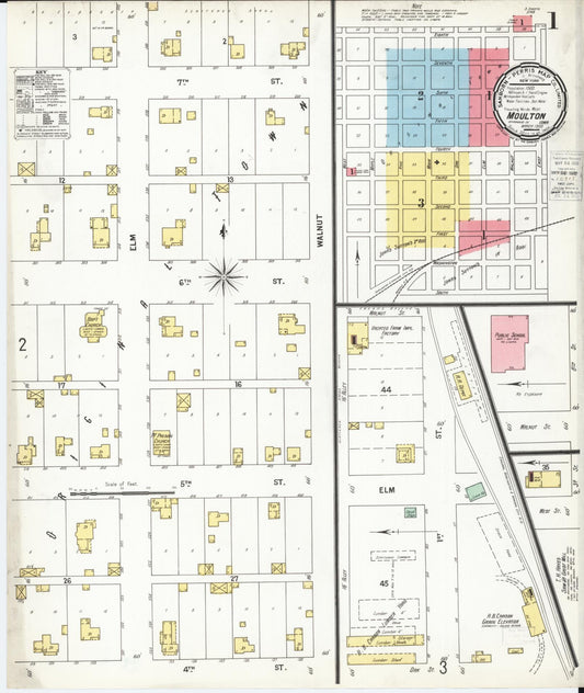 Sanborn Fire Insurance Map from Moulton, Appanoose County, Iowa (1900), Sheet #0001 - Historic Sanborn Fire Insurance Map Print, vintage old map wall art